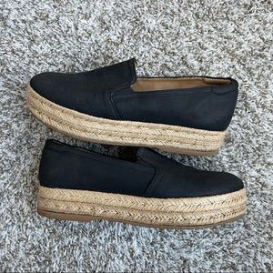 Naturalized Whitley Black Platform Espadrille Slip on Shoes